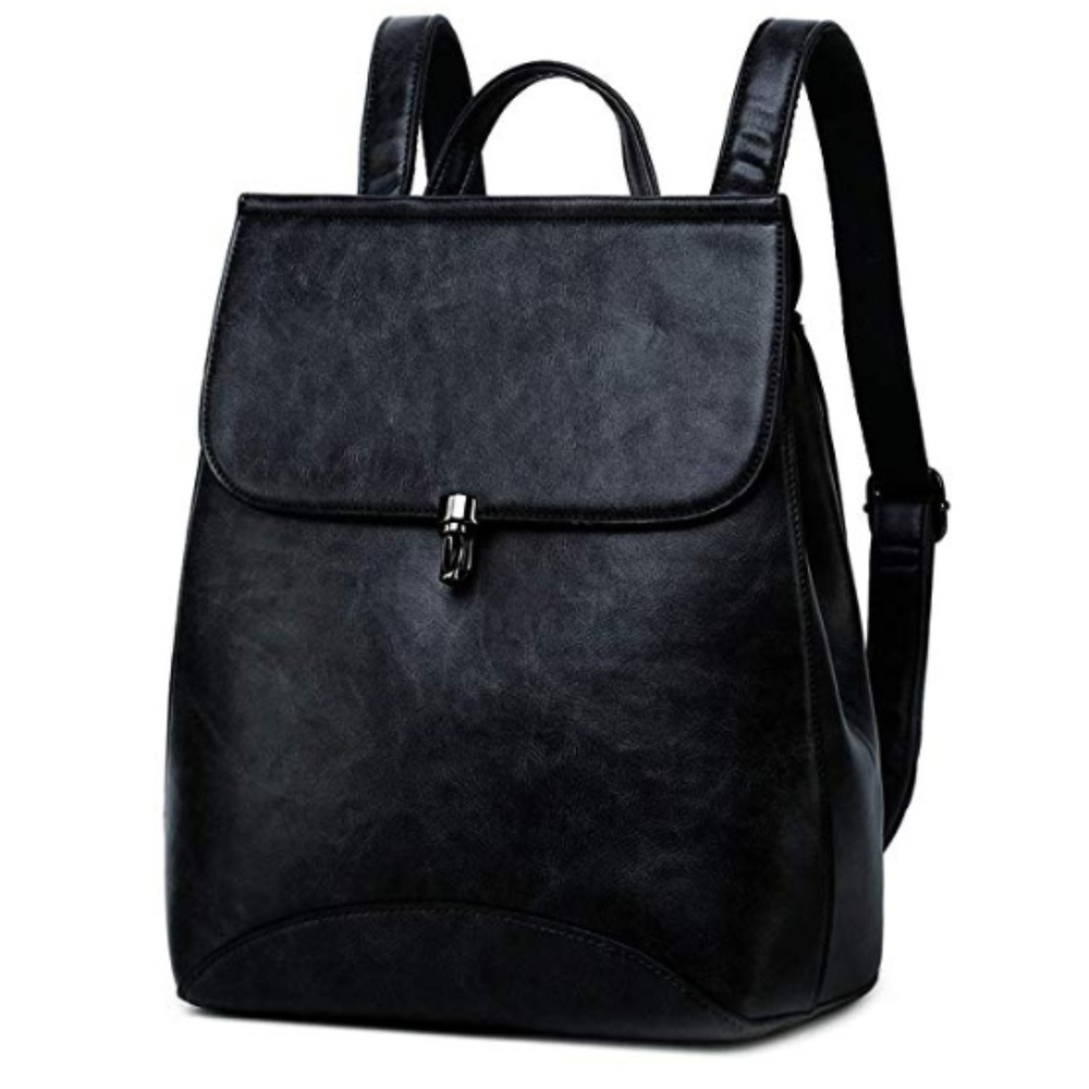 Black Leather Mini Backpack